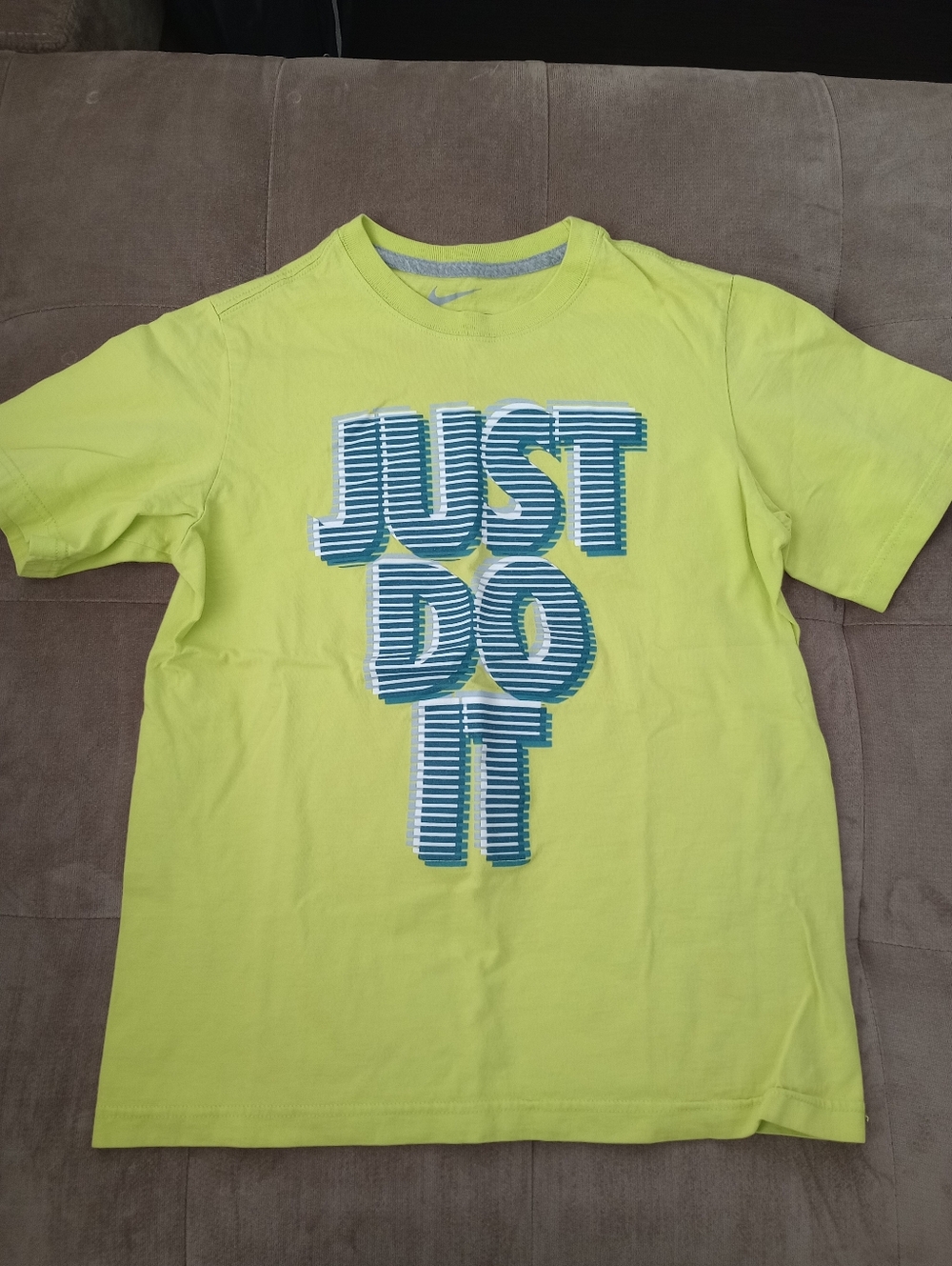 Kids Size - Yellow Nike Shirt W/Blue And White Graphic